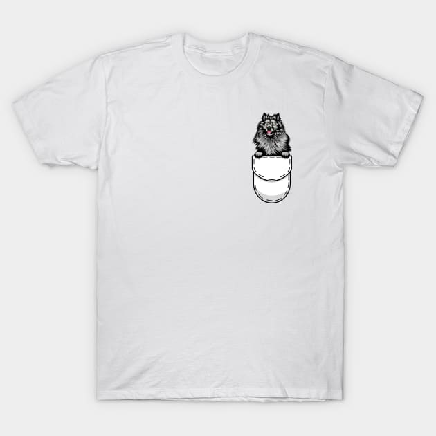 Funny Keeshond Pocket Dog T-Shirt by Pet My Dog